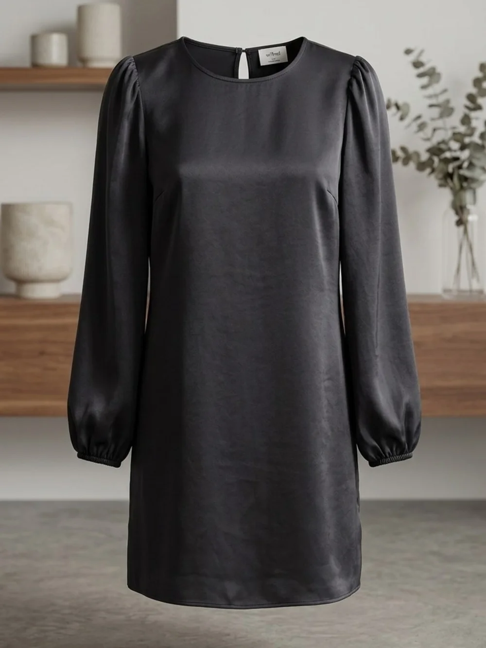 long black dress high neck Elegant Black Eclipse Gown